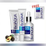 BIOAQUA 3 Pcs Anti Acne Removal Face Care Acne Treatment Set Acne Set Acne Serum Acne Cream and Acne Cleanser