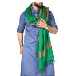 Green Baghdadi Iraqi Style 4 Border Chadder Shawl Dastaar For Men